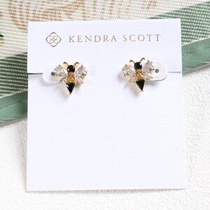 New Kendra Scott Crystal Bee Stud Earrings Gold